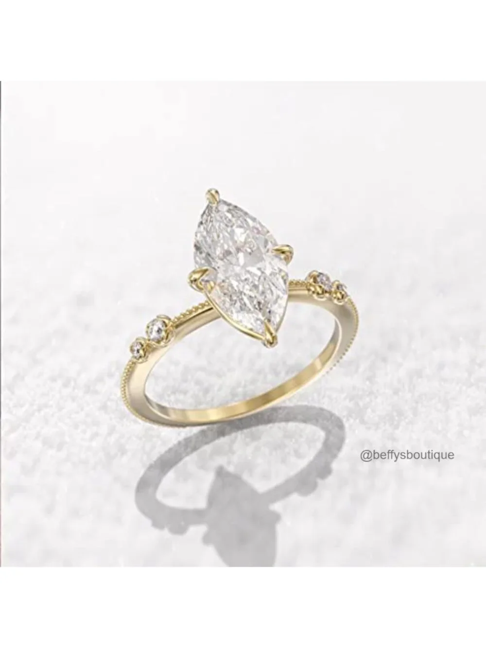 925 Silver Plated Gold Oval Cut Solitaire CZ Engagement Ring